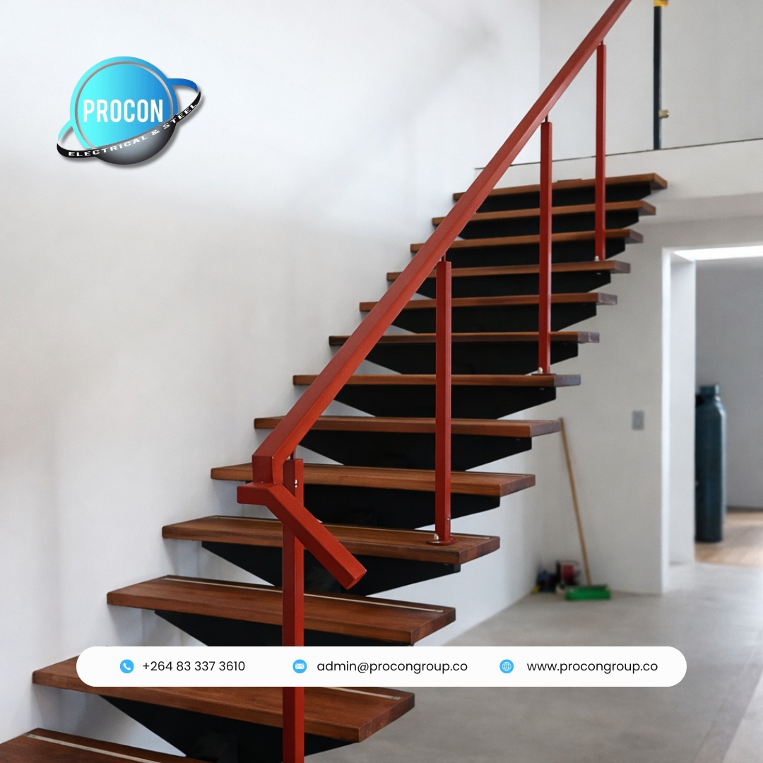 Custom floating steel staircase